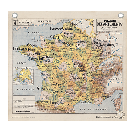Carte de France et départements par Vidal-Lablache - Les Jolies Planches
