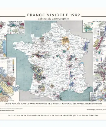 Carte de France Vinicole est imprimée sur toile polycoton waterproof, avec encres écologiques, chez un imprimeur d'art français, pour un rendu décoratif haut de gamme