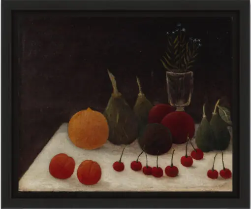 Peinture à l'huile, nature morte aux cerises par le douanier rousseau, musée d'art moderne