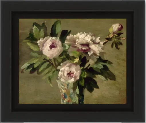 peinture à l'huile bouquet de pivoines blanches par Laurent Ernest Joseph