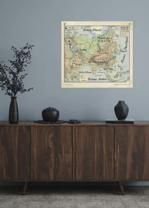 Asia map by Vidal-Lablache, vintage reissue from the French National Library collection