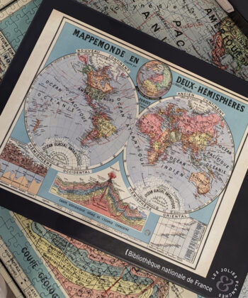 Puzzle 1500 pièces carte du monde, boite et puzzle