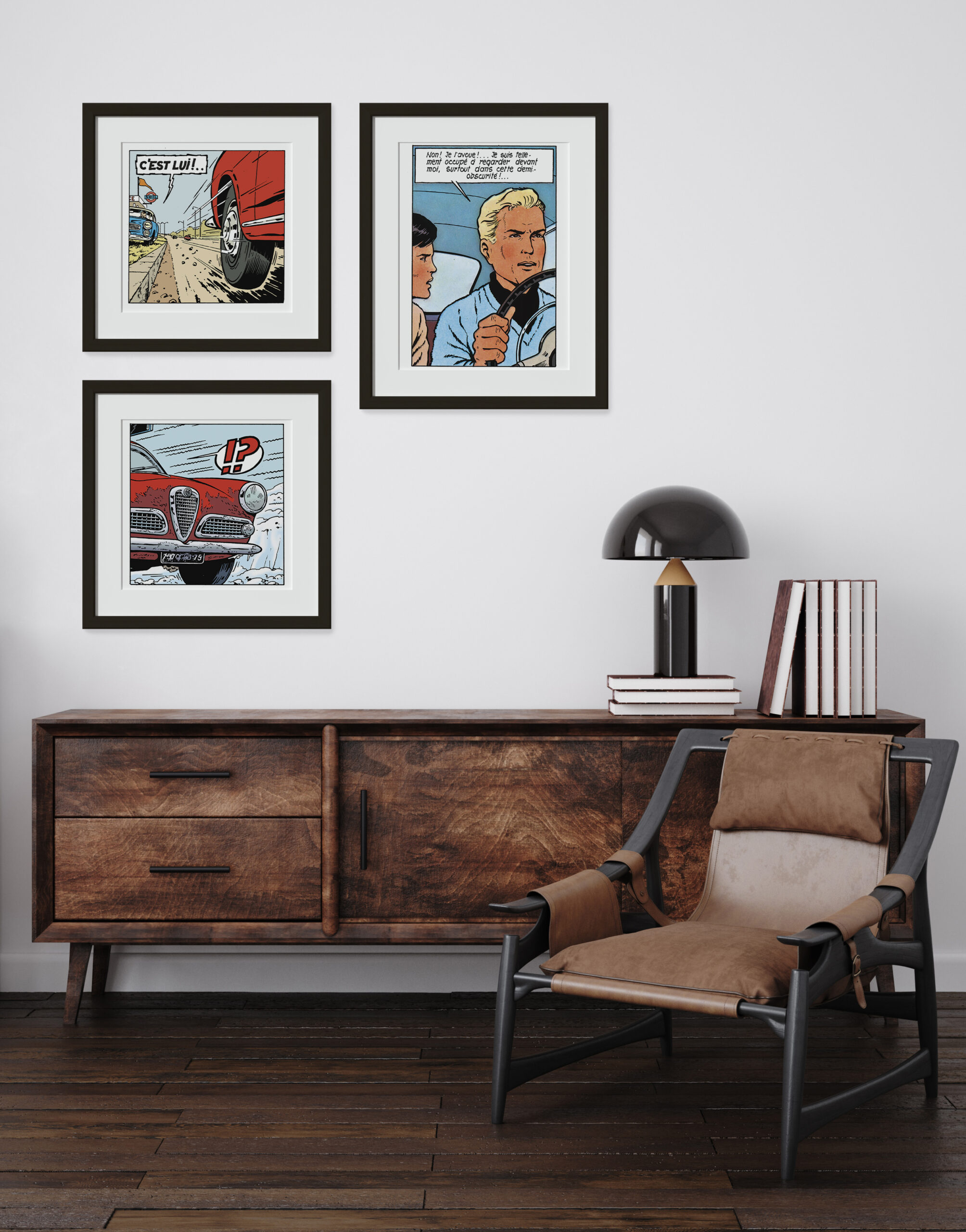 accumulation d'affiches autour du personnage de Lefranc, héros de BD