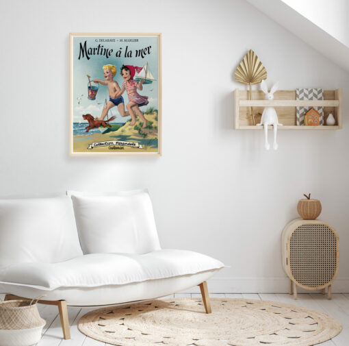 chambre d'enfant avec affiche Martine à la mer